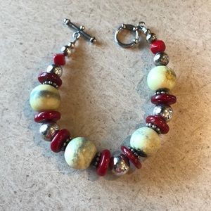 Coral and silver bracelet.